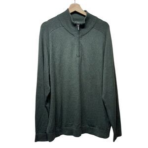 LL Bean Sweater Mens Size XL Cashmere Cotton‎ 1/4 Zip Pullover Green Mock Neck